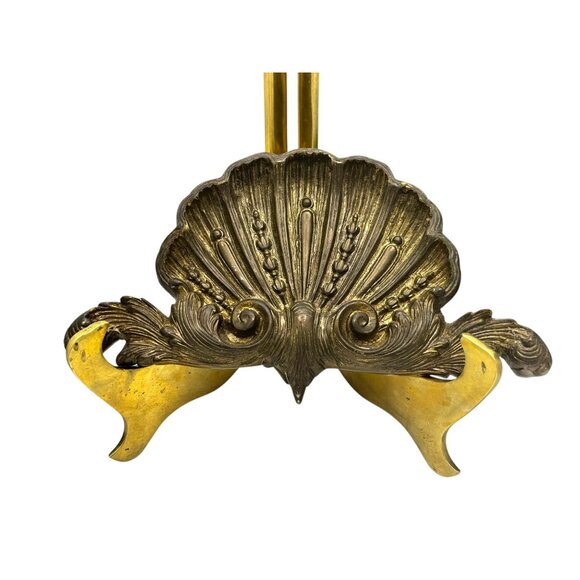 Vintage Scalloped Shell Brass Baroque Wall Plaque Embellishment Medallion - Picture 3 of 6